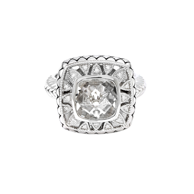 Silver Diamond/White Topaz Ring