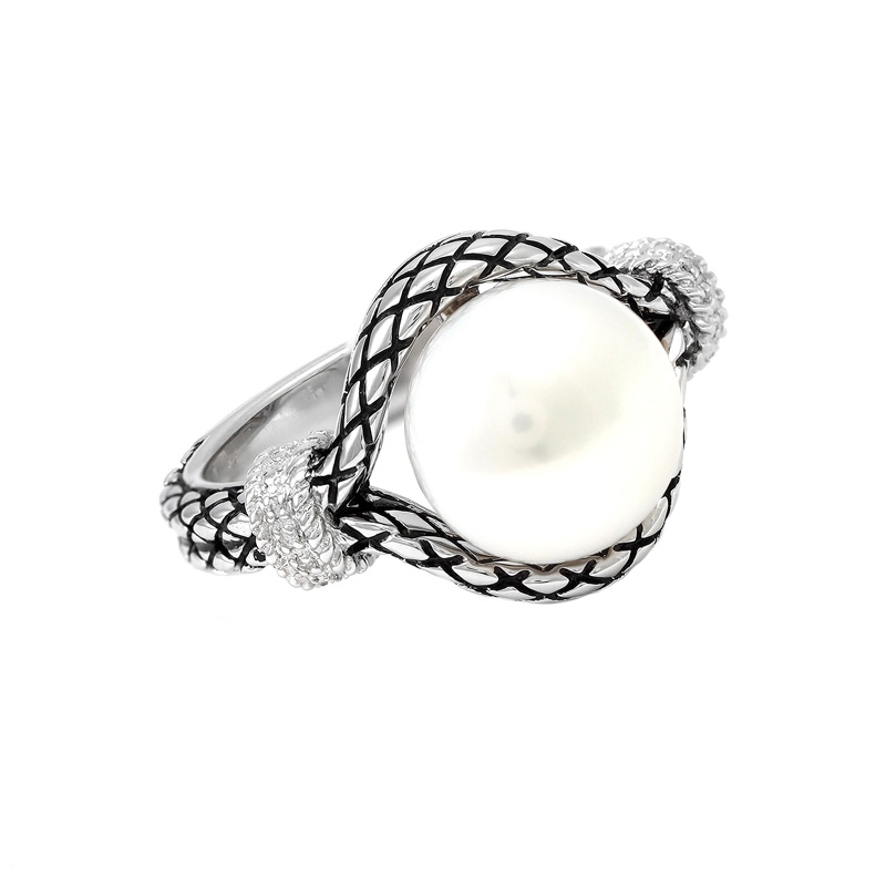 Silver Pearl/Diamond Ring