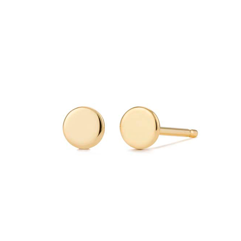 AURELIE GI "AMIRA" 14K YELLOW GOLD DISC STUD EARRINGS