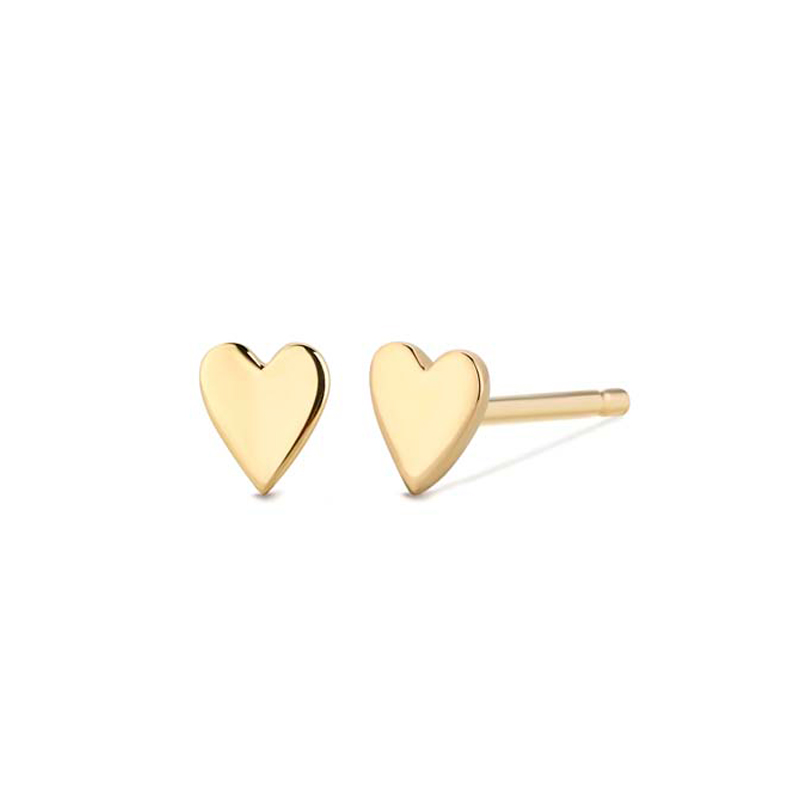 AURELIE GI "MINNIE" 14K YELLOW GOLD HEART STUDS