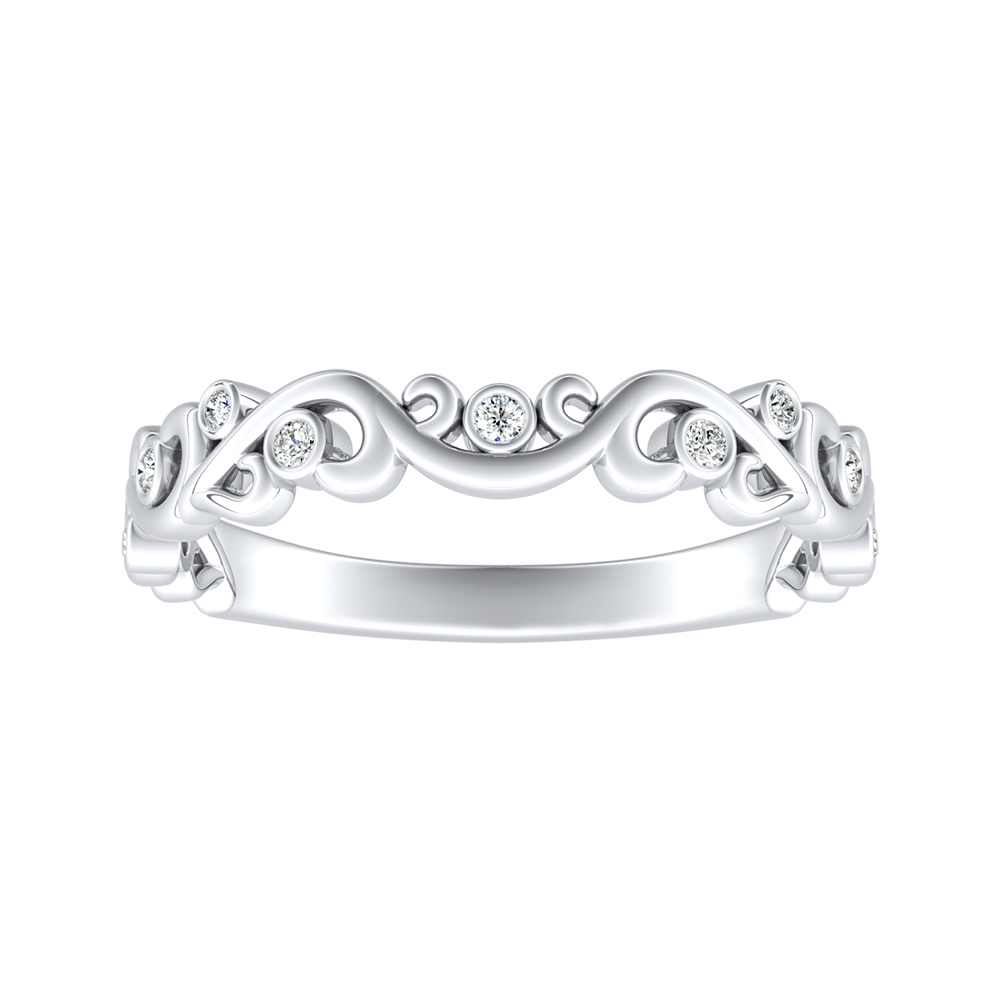 Floral Lab Grown Diamond Wedding Ring in 14K White Gold