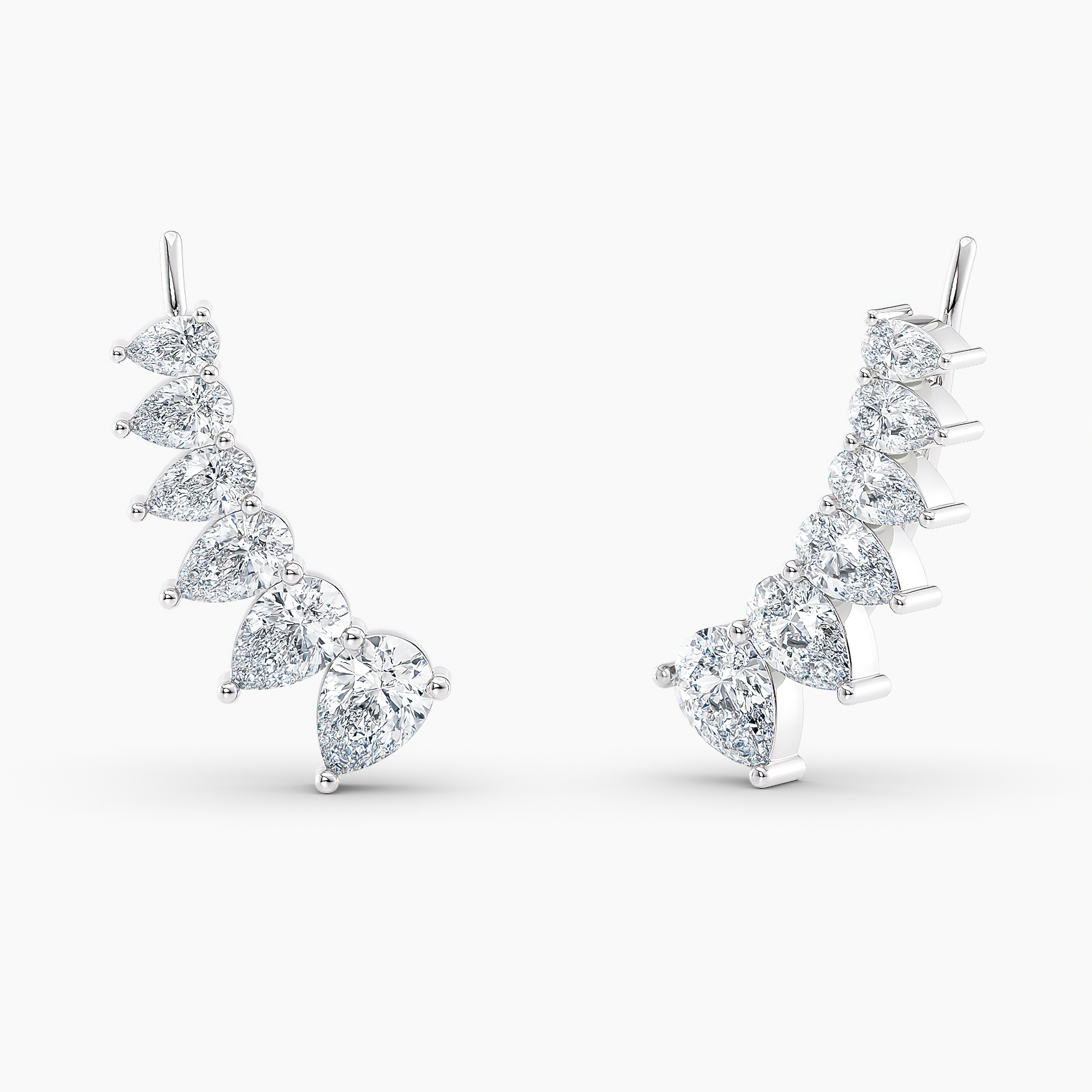 Pear Lab Grown Diamond Earring Climbers 3.00 Ct. tw. 14K White Gold