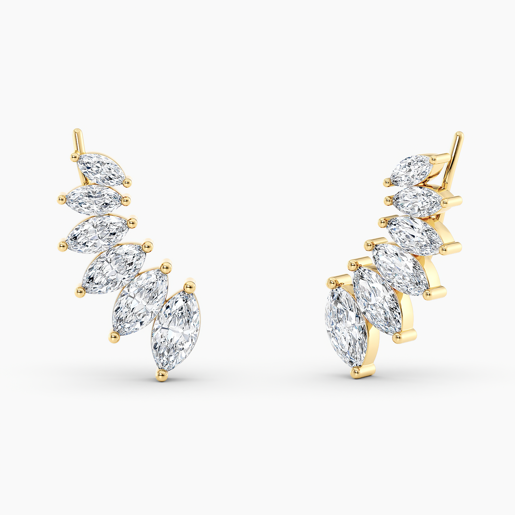 Marquise Lab Grown Diamond Earring Climbers 3.00 Ct. tw. 14K Yellow Gold