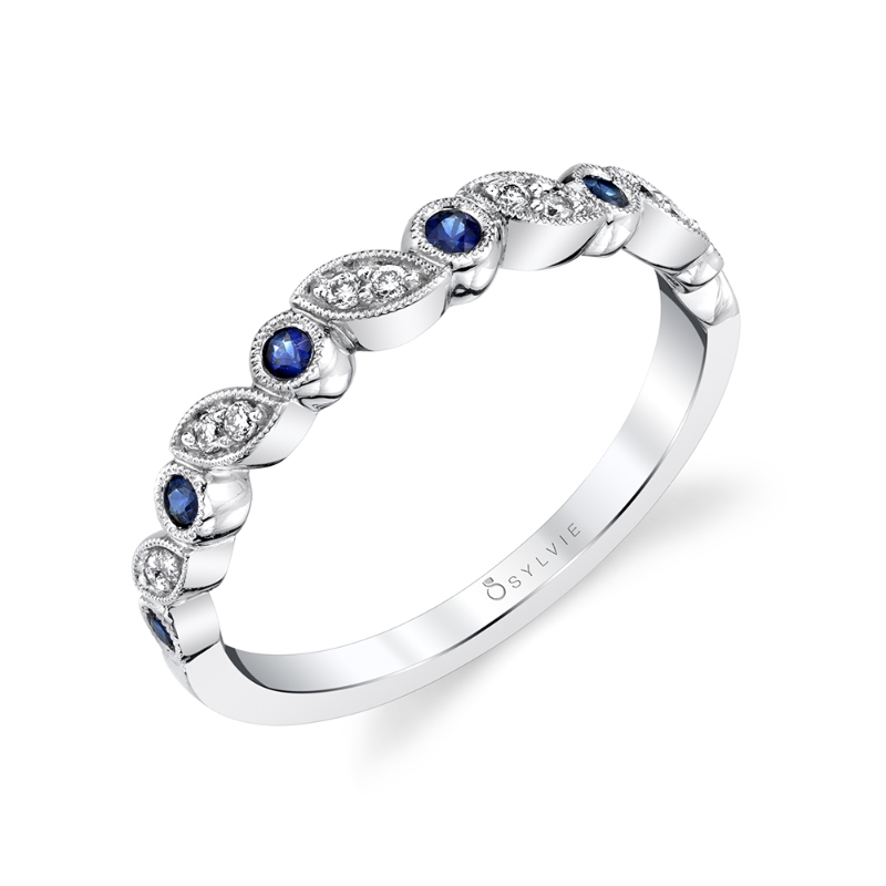 BLUE SAPPHIRE GEMSTONE WEDDING BAND - ABIGA&Ebreve;LLE