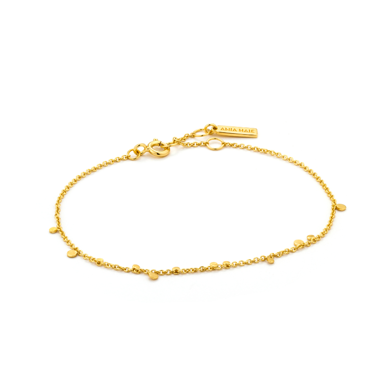 ANIA HAIE 14K GOLD PLATED ON STERLING SILVER GEOMETRY MIXED DISCS BRACELET