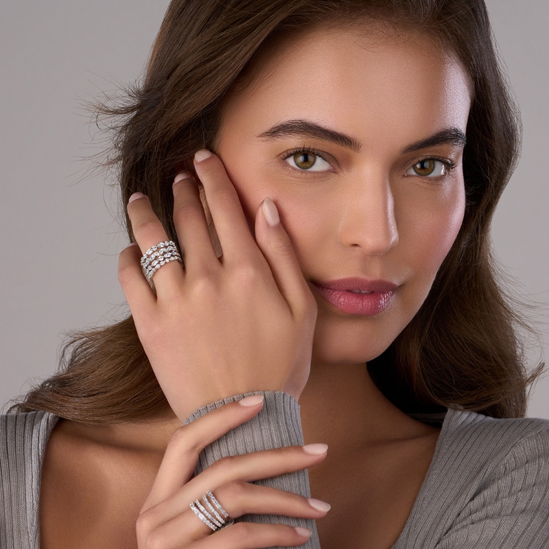Alternating Angle Marquise Wedding Band