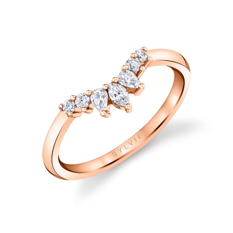 Curved Diamond Wedding Band