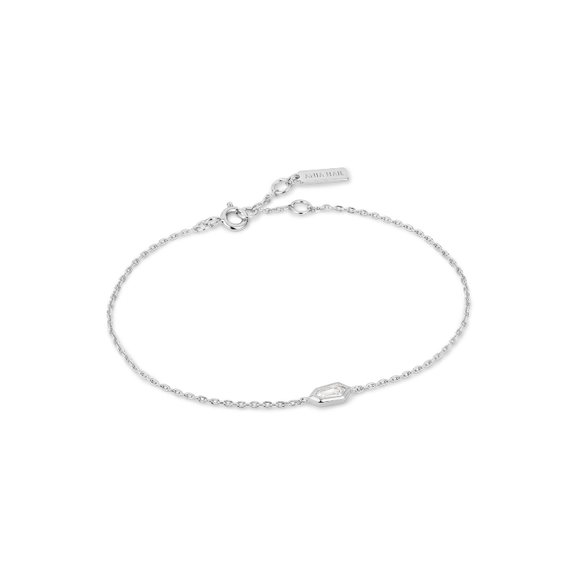 ANIA HAIE STERLING SILVER SPARKLE EMBLEM CHAIN BRACELET