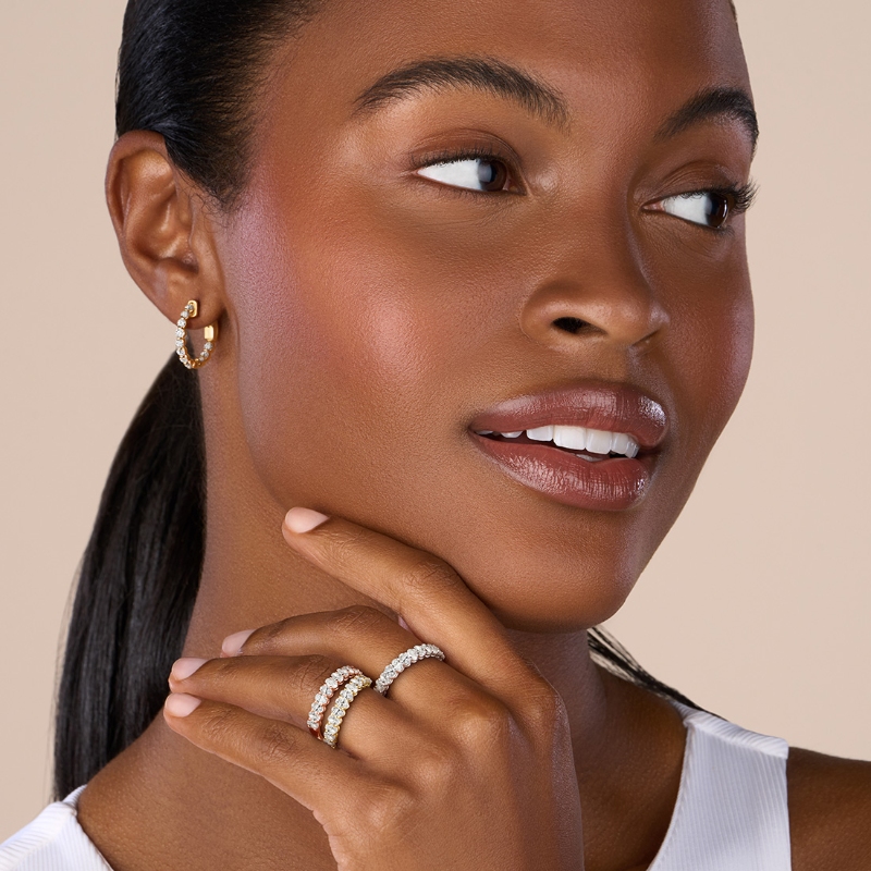 Single Prong Diamond Hoop Earrings - 17MM