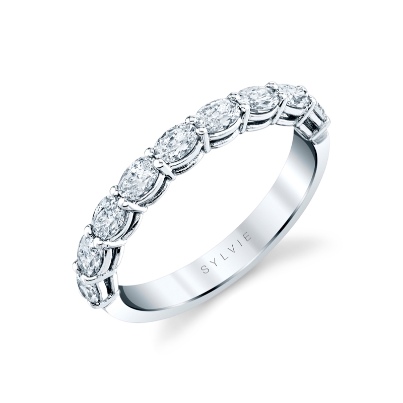 Oval Shaped East to West Wedding Ring - 1.08 CT