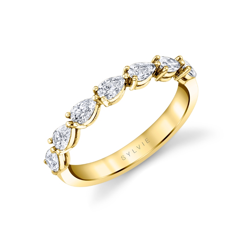 Pear Shaped East to West Wedding Ring - 0.75 CT