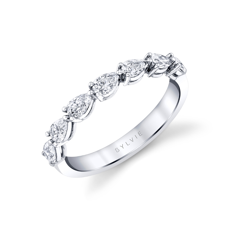 Pear Shaped East to West Wedding Ring - 0.75 CT