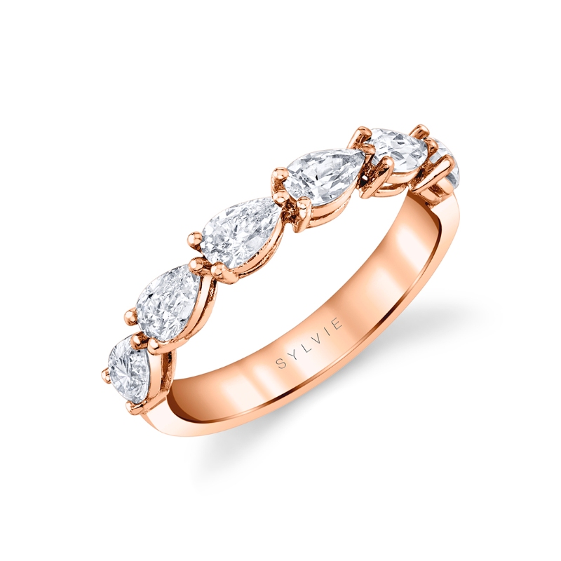 Pear Shaped East to West Wedding Ring - 1.25 CT