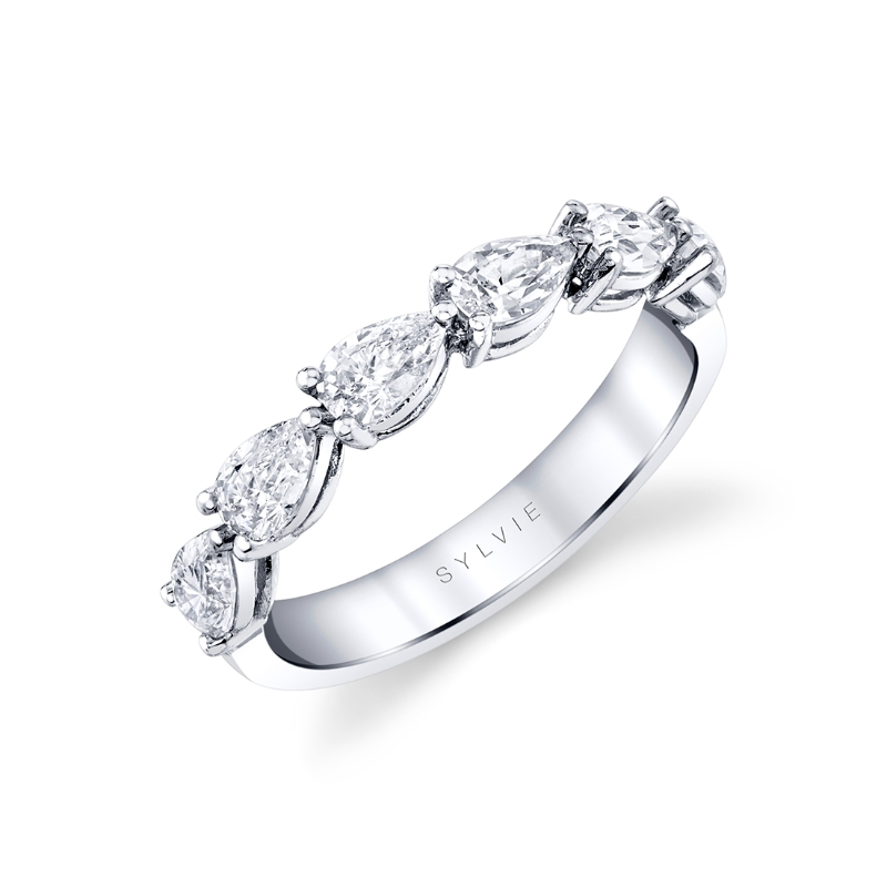 Pear Shaped East to West Wedding Ring - 1.25 CT