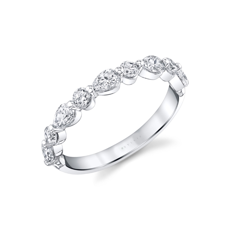 Unique Pear & Round Diamond Wedding Band