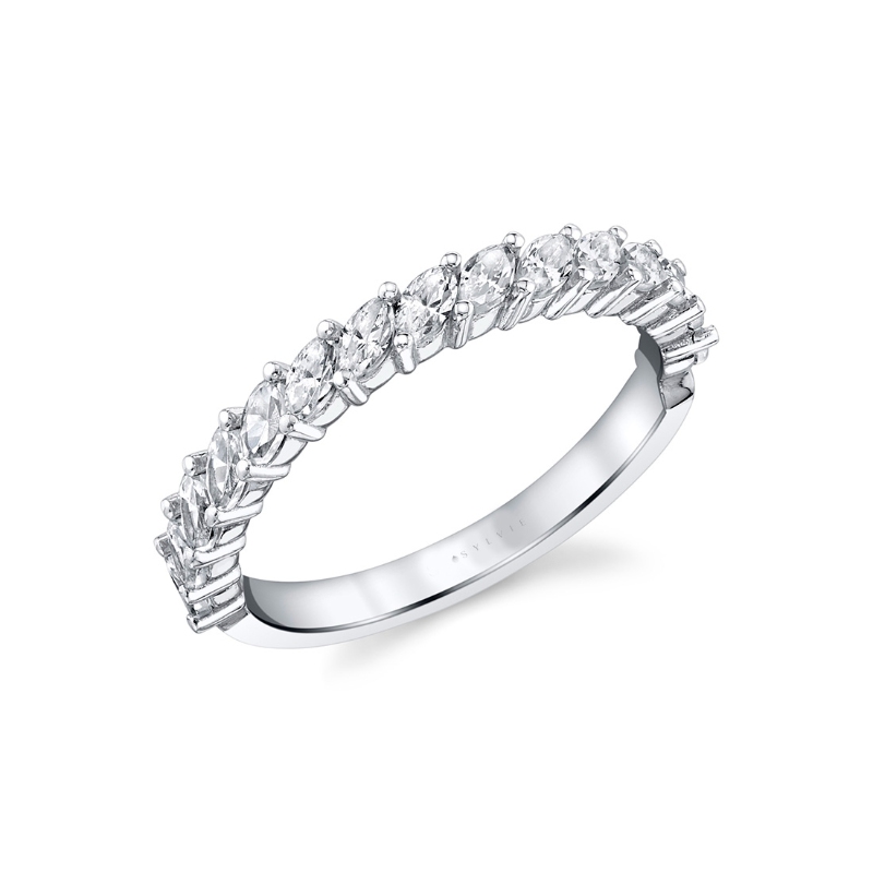 Angled Marquise Diamond Wedding Band