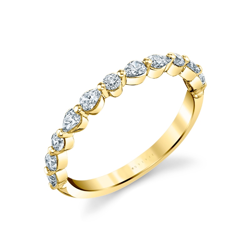 Unique Pear & Round Diamond Wedding Band