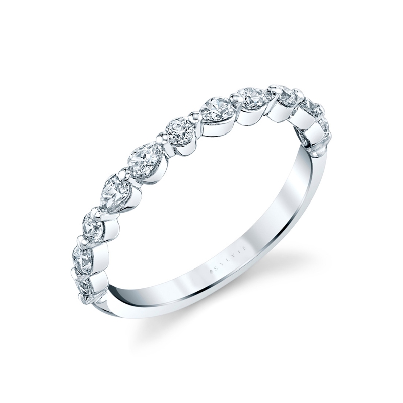 Unique Pear & Round Diamond Wedding Band