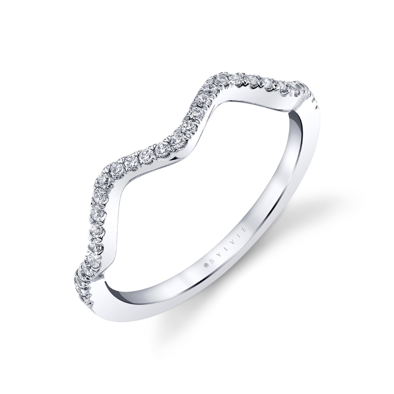 Unique Curved Diamond Wedding Band