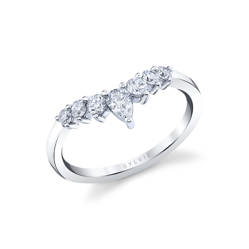 Curved Diamond Wedding Band