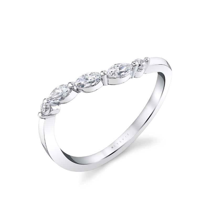 Marquise and Round Curved Wedding Ring