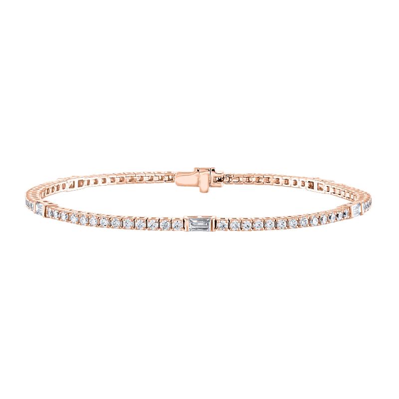The Wall Street 14k Rose Gold Diamond Tennis Bracelet. 2.15ctw
