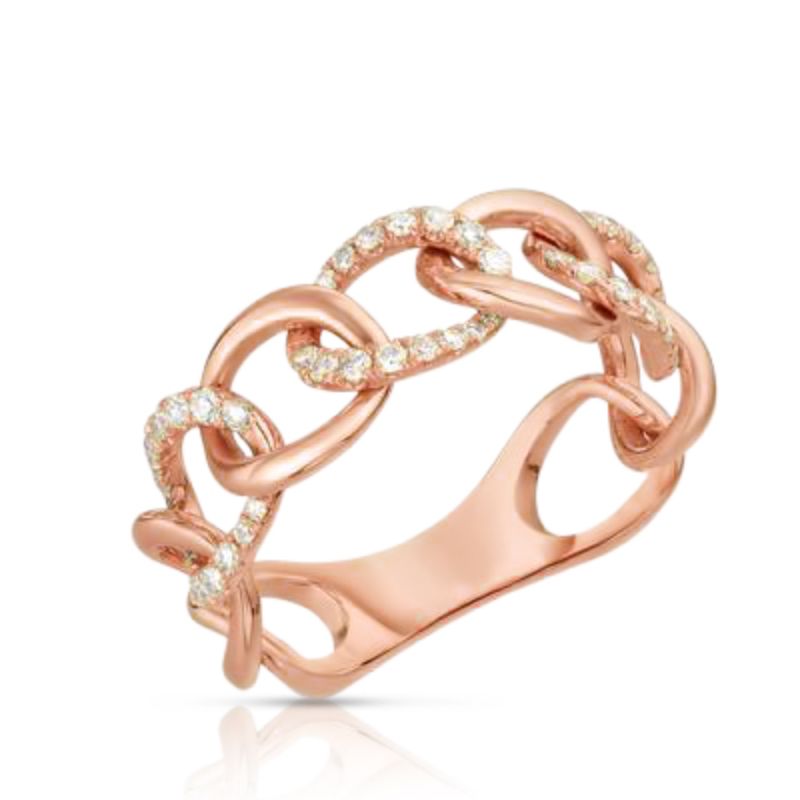 Gold and Pave Diamond Chain Ring