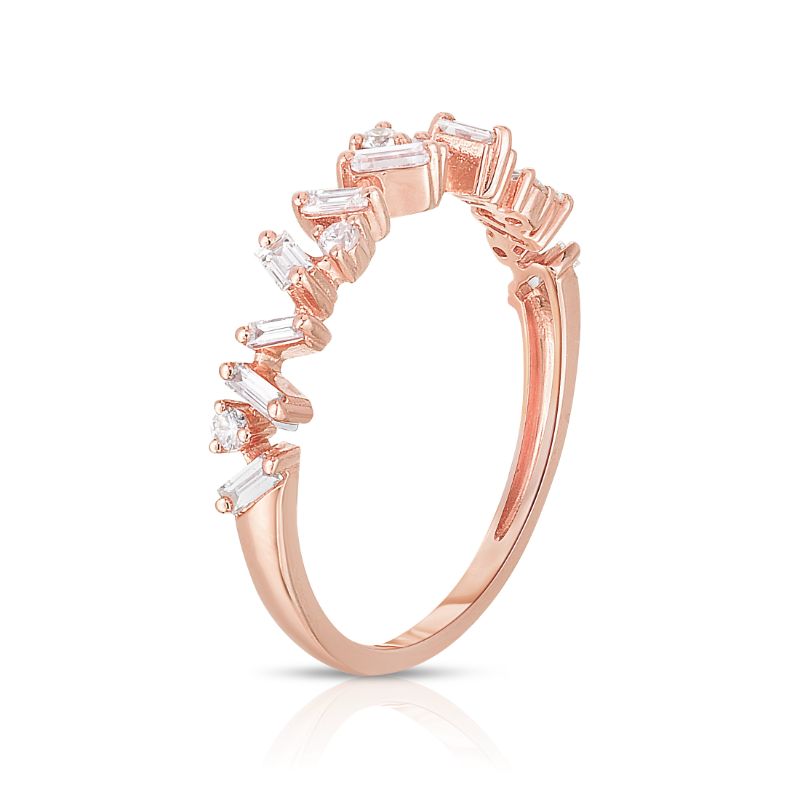 Baguette and Round Diamond Offset Ring