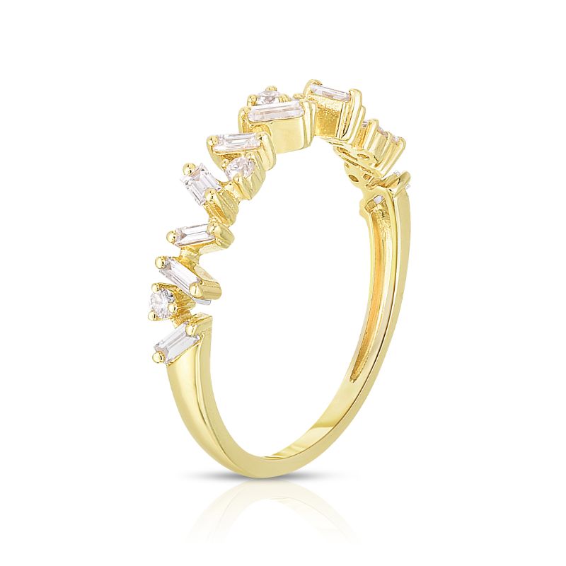 Baguette and Round Diamond Offset Ring