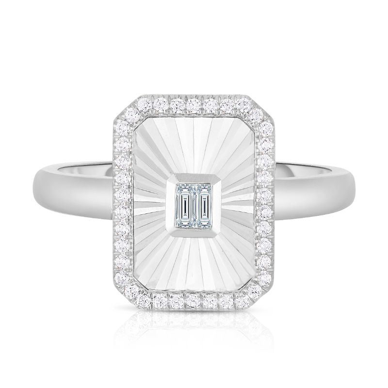Fluted Baguette and Pave Diamond Ring