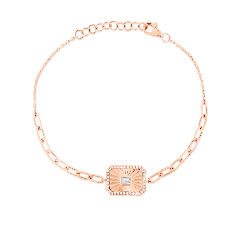 Fluted Baguette Diamond and Pave Bracelet
