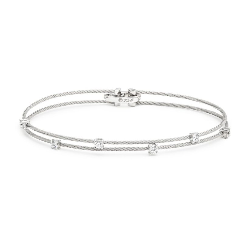 Gold And Diamond Double Wire Bracelet
