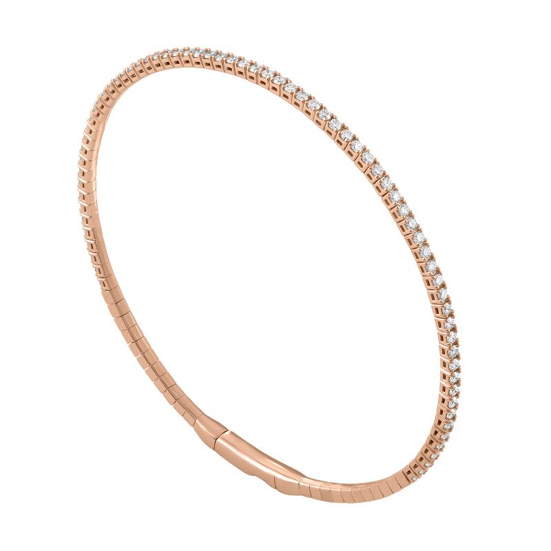 The Broad Street Flexi Bangle in 14k Rose Gold with Pave Diamonds. 1ctw