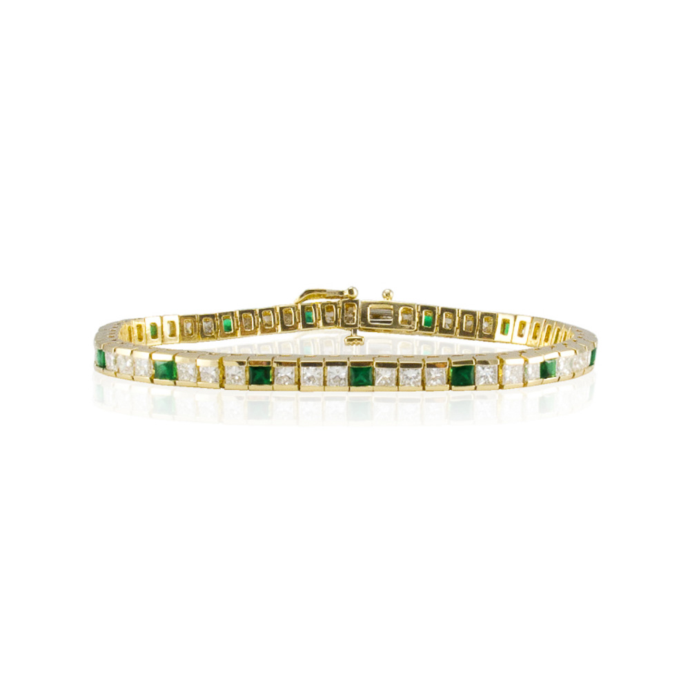 14K Yellow Gold Emerald Gemstone Bracelet