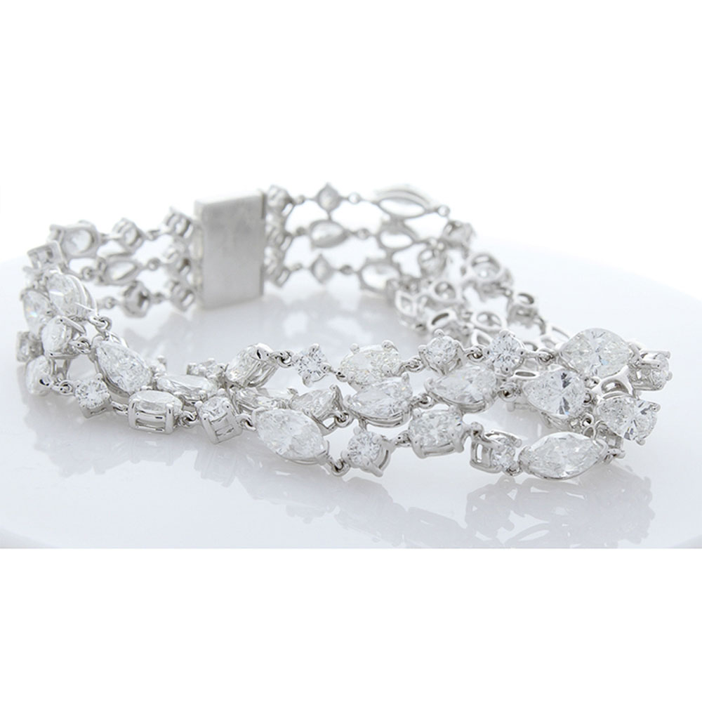 18K White Gold Diamond Gemstone Bracelet
