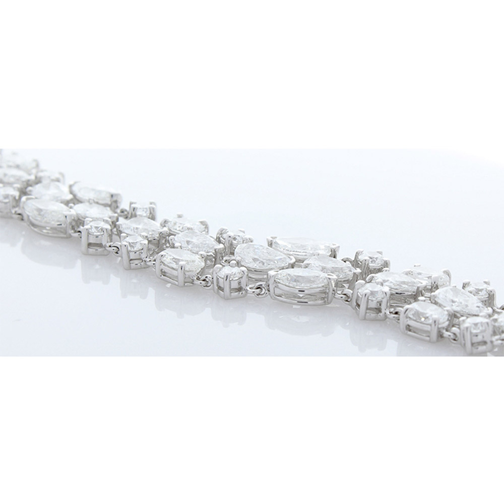 18K White Gold Diamond Gemstone Bracelet