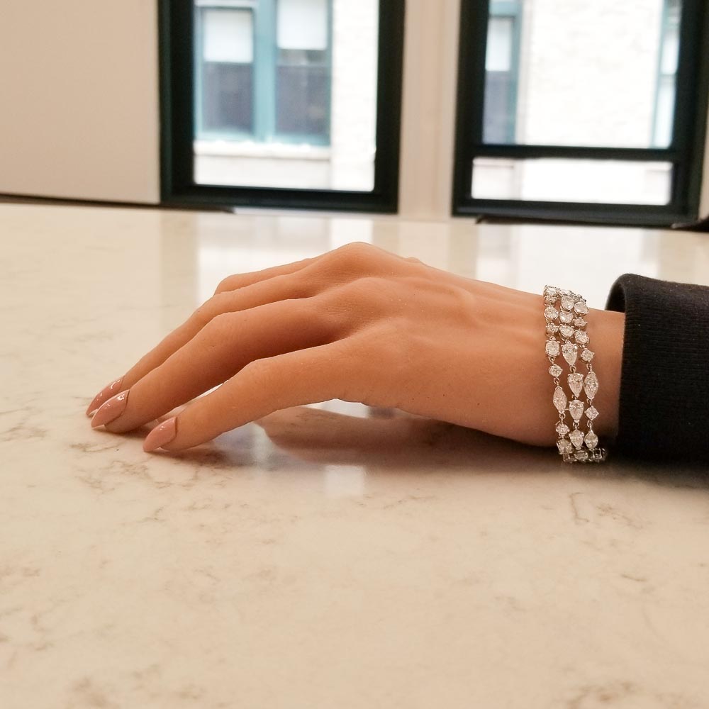 18K White Gold Diamond Gemstone Bracelet