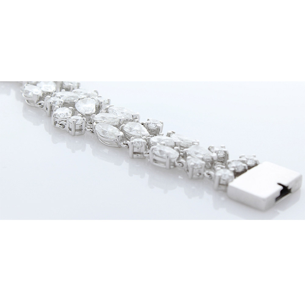 18K White Gold Diamond Gemstone Bracelet
