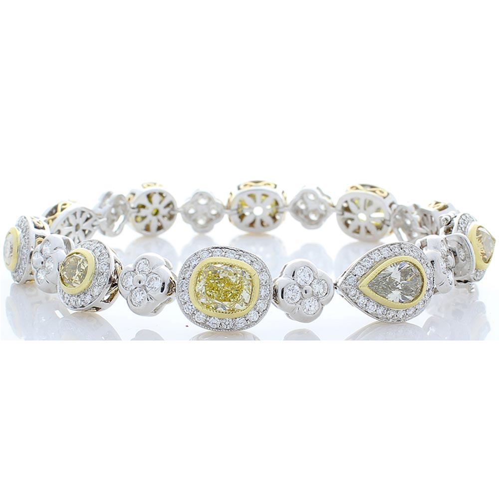 18K White Gold Diamond Gemstone Bracelet