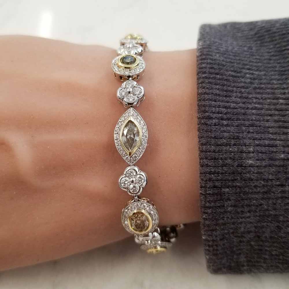 18K White Gold Diamond Gemstone Bracelet