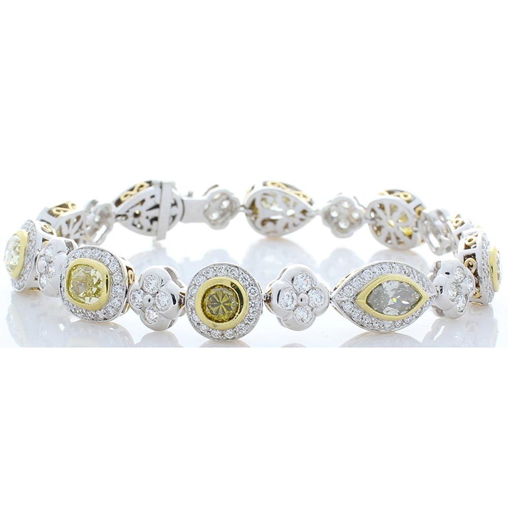 18K White Gold Diamond Gemstone Bracelet