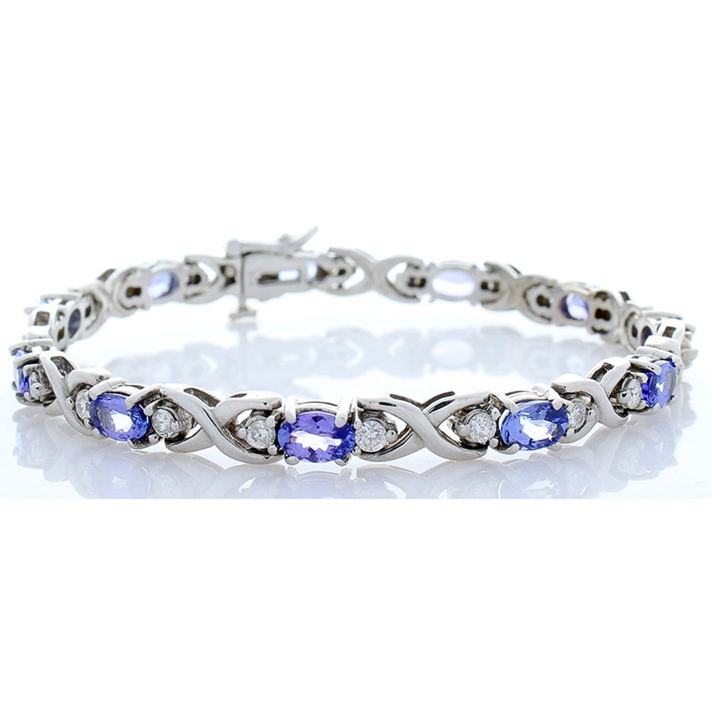 14K White Gold Tanzanite Gemstone Bracelet