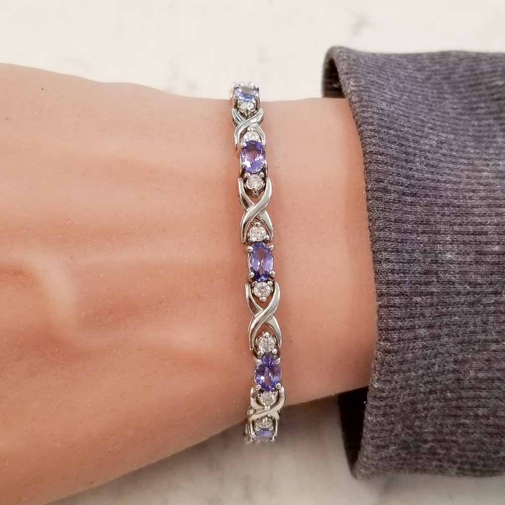 14K White Gold Tanzanite Gemstone Bracelet