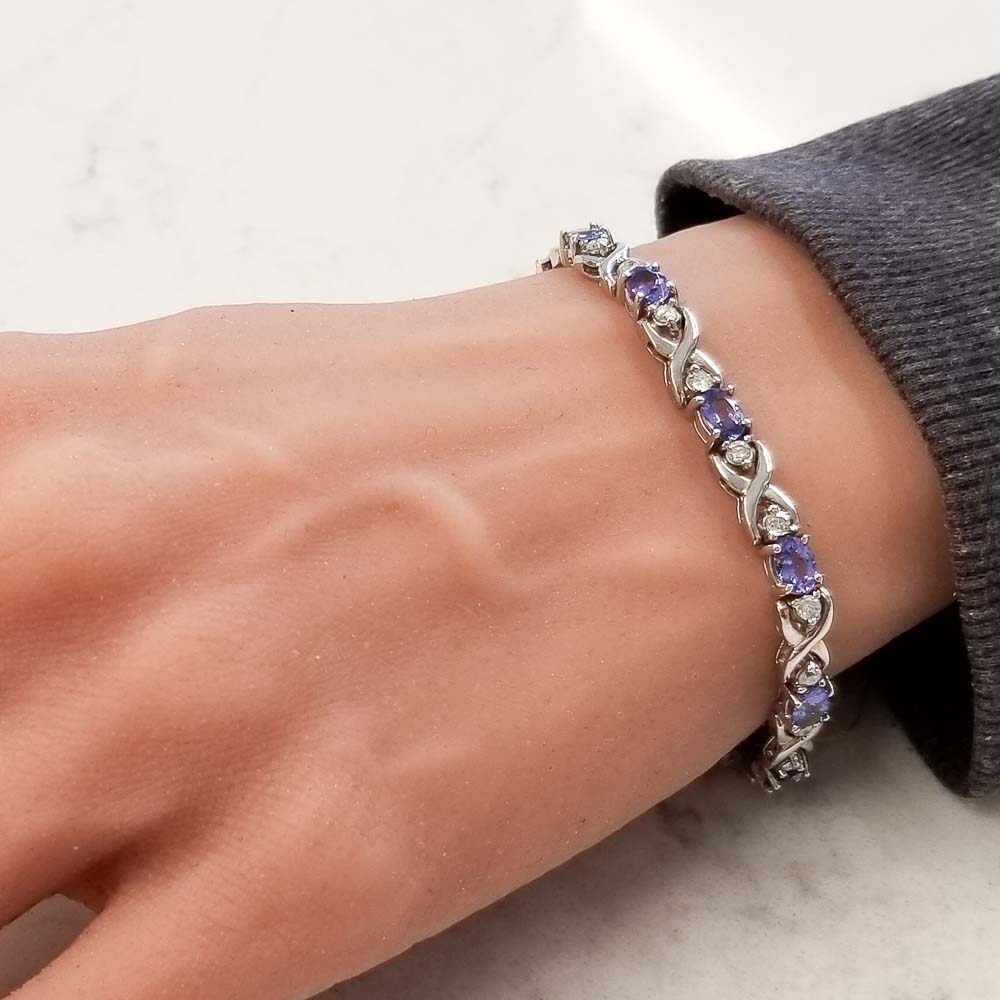 14K White Gold Tanzanite Gemstone Bracelet