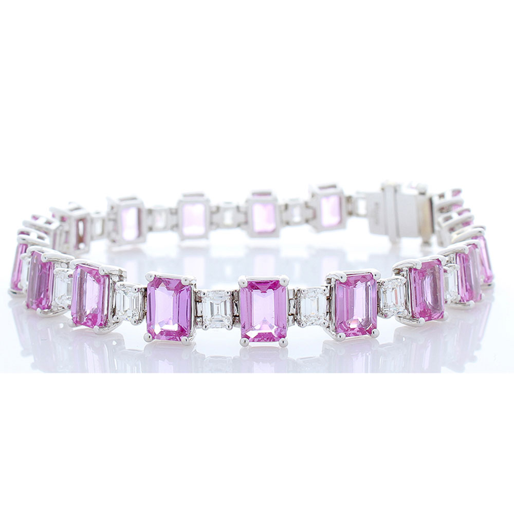 18K White Gold Sapphire Gemstone Bracelet