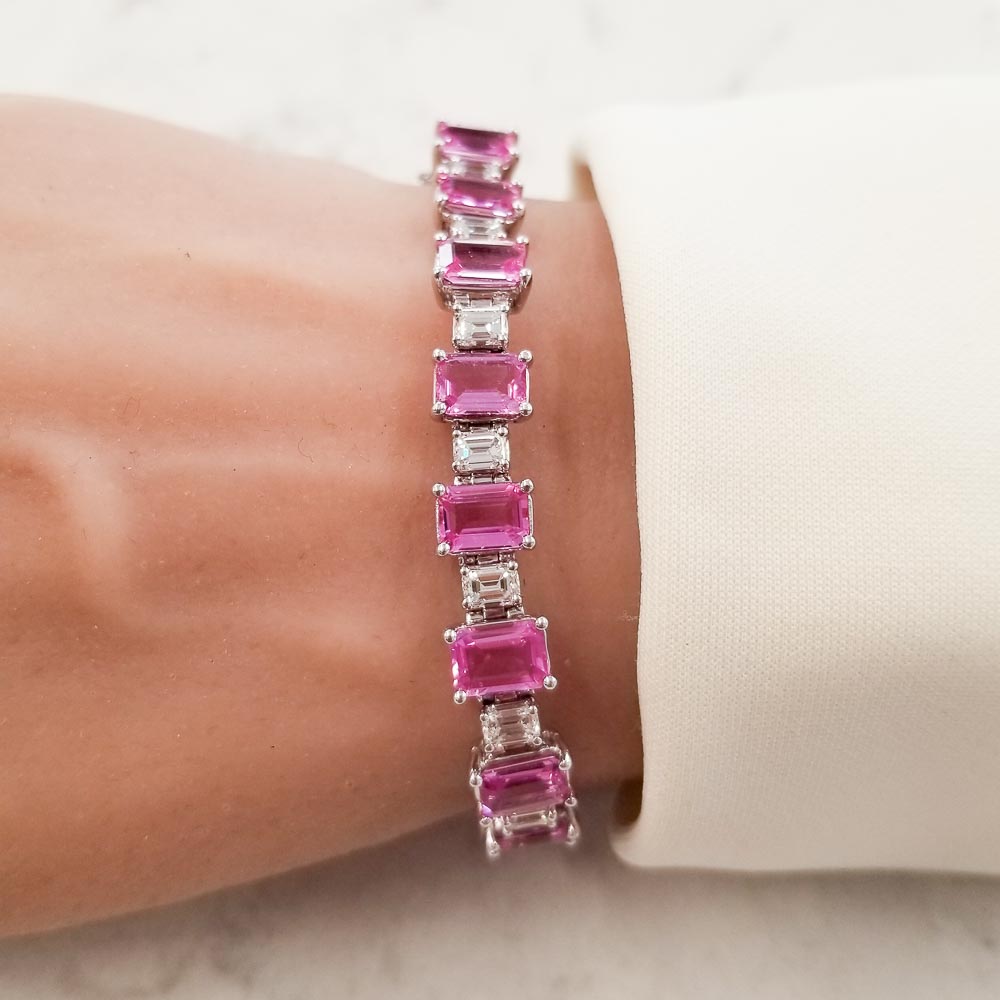 18K White Gold Sapphire Gemstone Bracelet