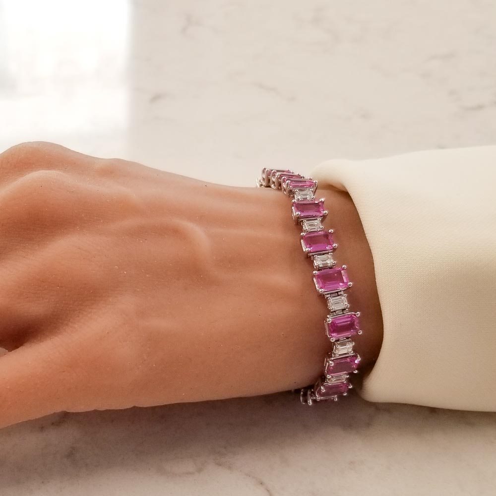 18K White Gold Sapphire Gemstone Bracelet
