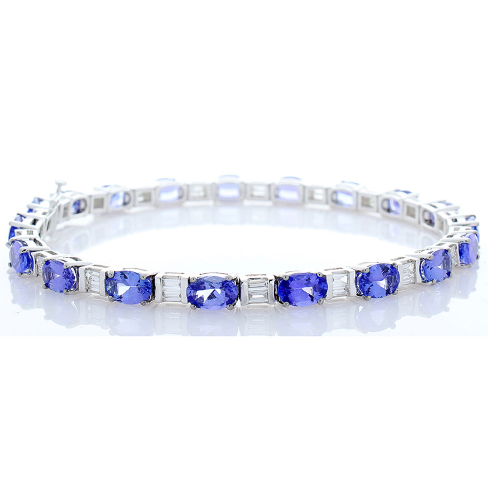 14K White Gold Tanzanite Gemstone Bracelet