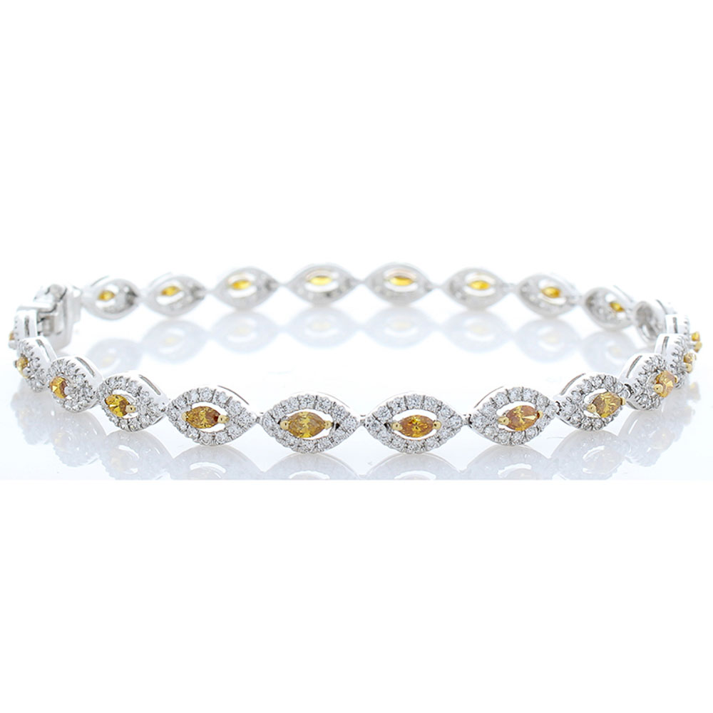 18K White Gold Diamond Gemstone Bracelet