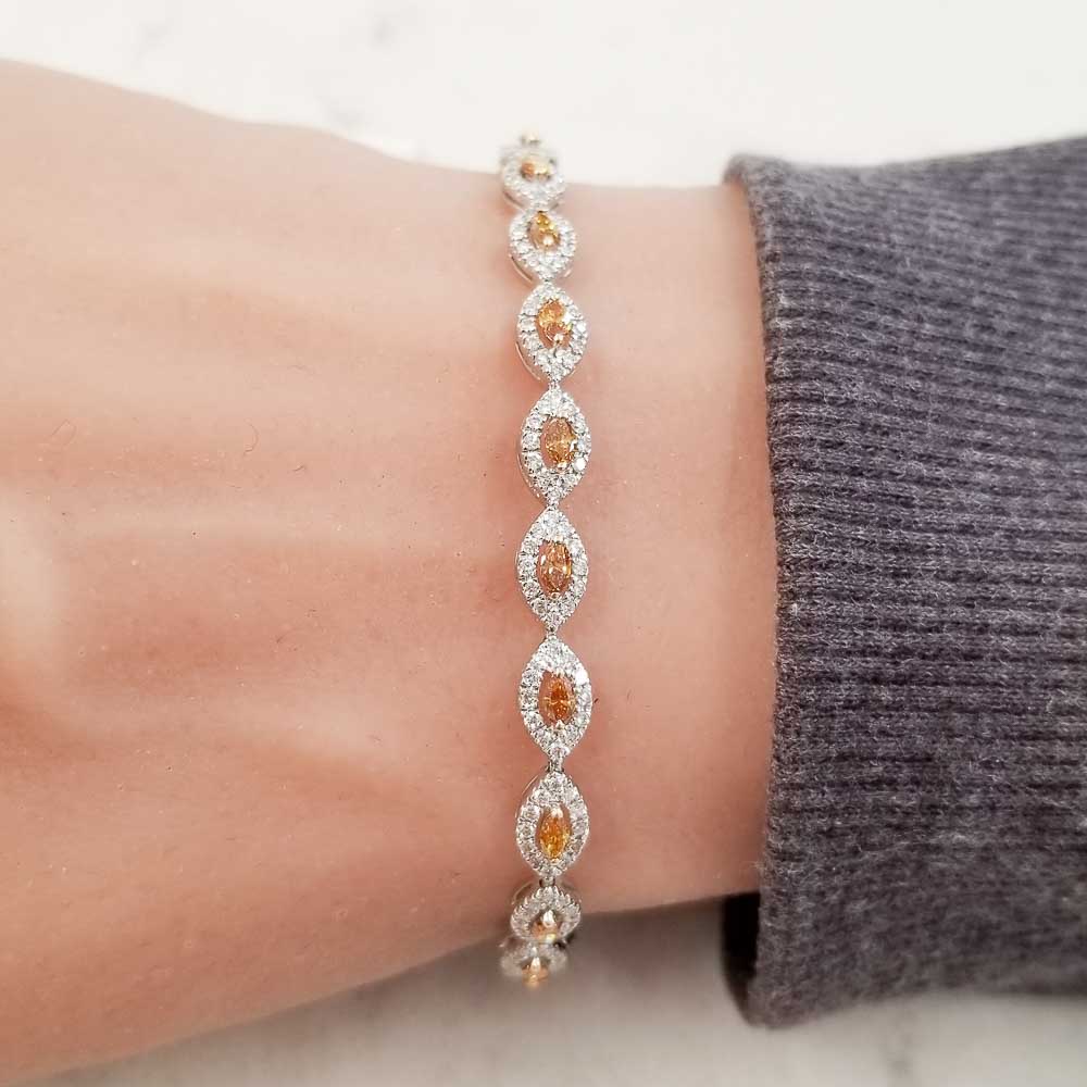 18K White Gold Diamond Gemstone Bracelet